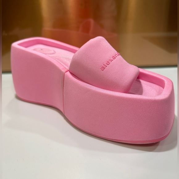 Alexander Wang Taji Platform Slides Size 38 Neon Bubblegum - Picture 14 of 16